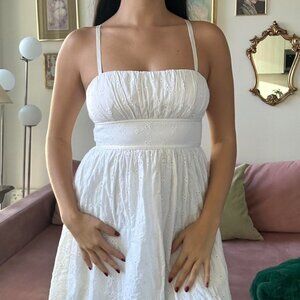 White Lace Coquette Mini Dress w/ Lace Material